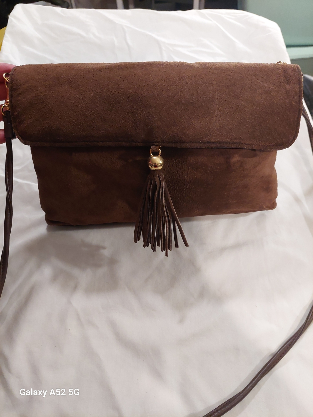 Source Unknown Brown Suede Tassel Crossbody Bag